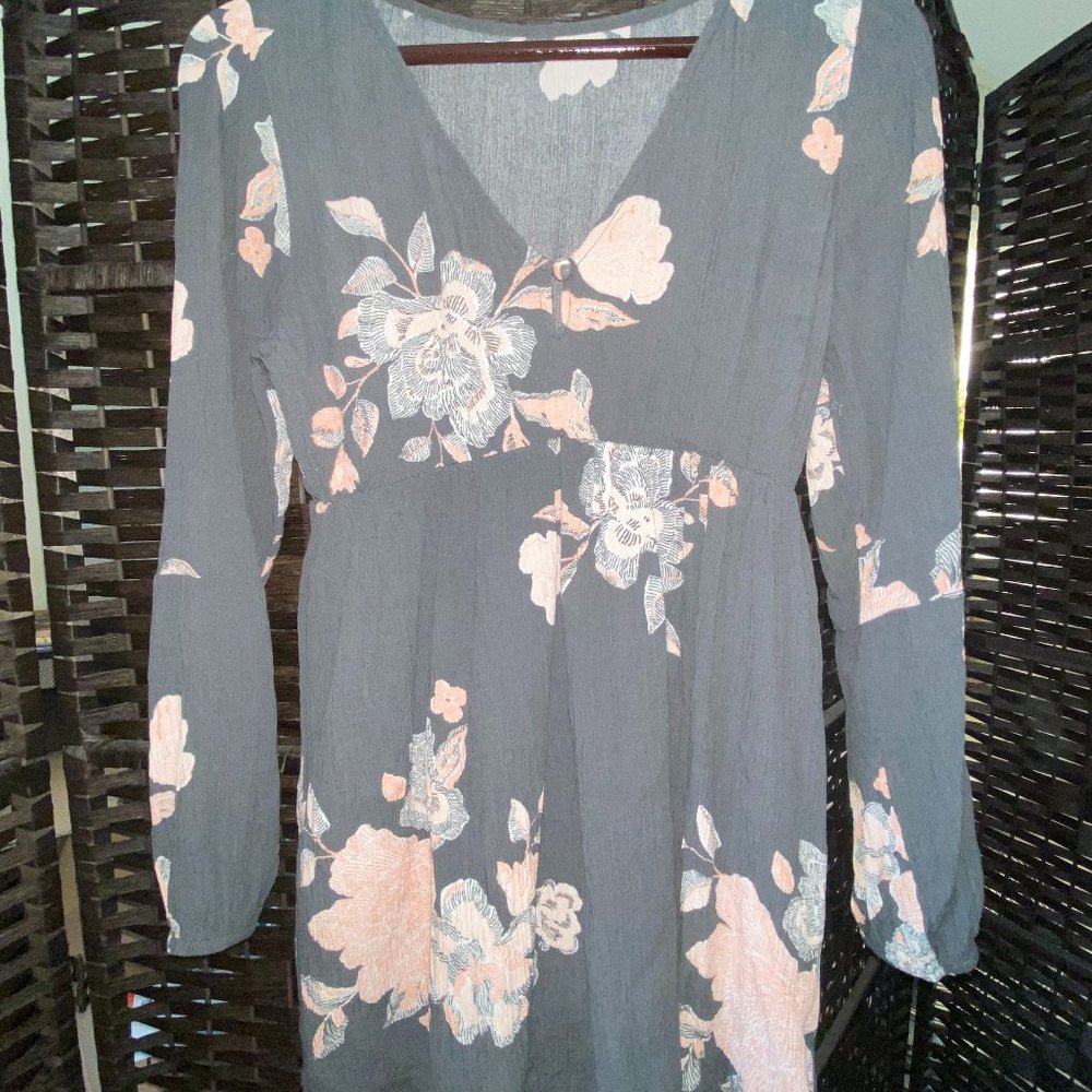 O'Neill Belinda floral dress, long-sleeved, size small lined mini dress